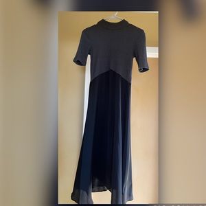 Zara dress. Size S. Grey ribbed thin sweater material top. Black silk bottom.